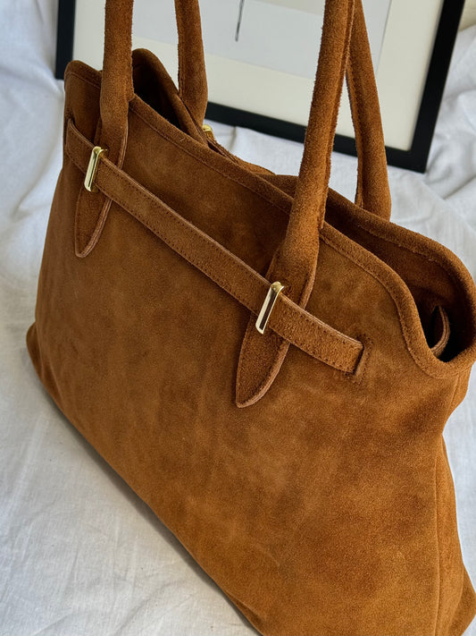 Torebka shopper zamszowa do ręki lub na ramię wykonana we Włoszech