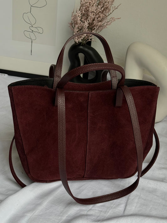 Stylowa torebka shopper w kolorze bordo dla twojej stylizacji, Włochy