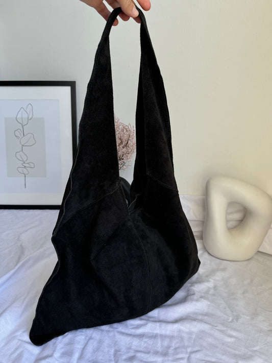 Torebka worek z naturalnego zamszu, made in Italy