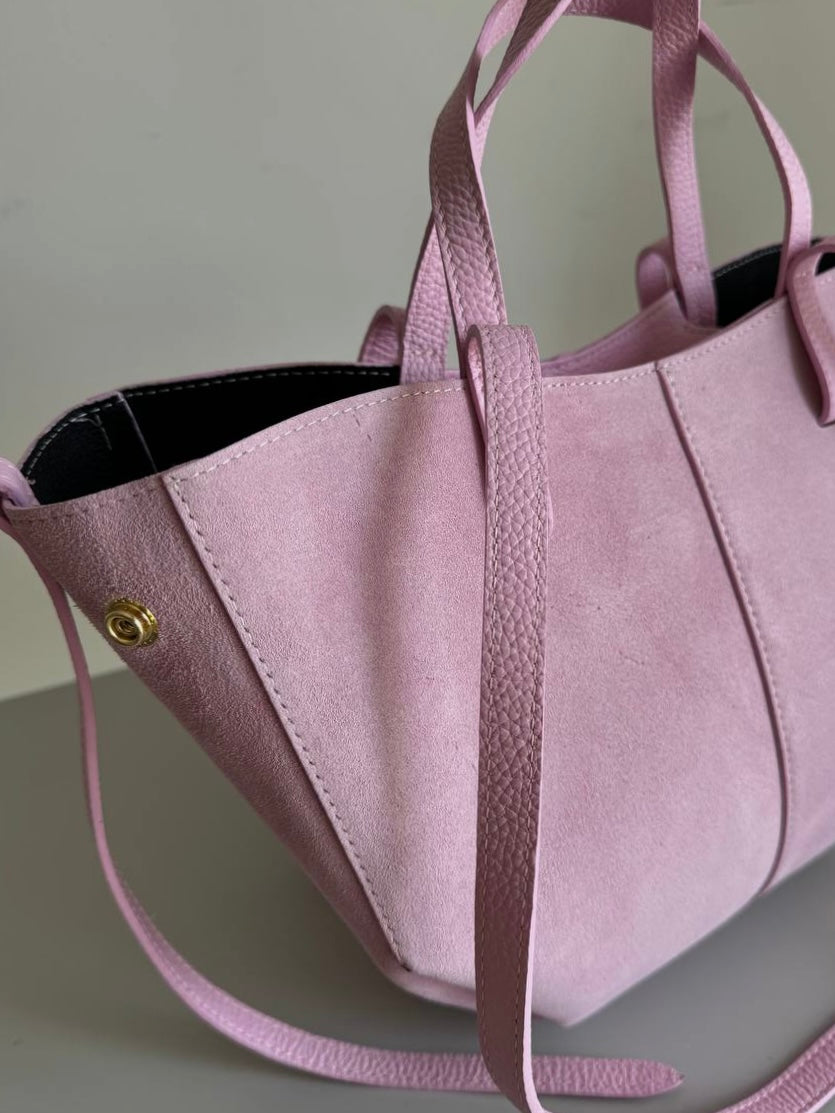 Stylowa torebka shopperka z naturalnego zamszu, Włochy