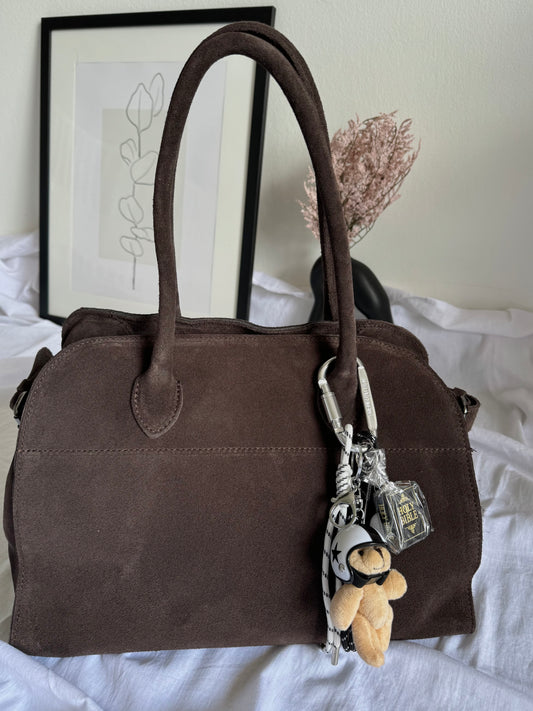 Zamszowa torebka shopper w czekoladowym kolorze, Włochy