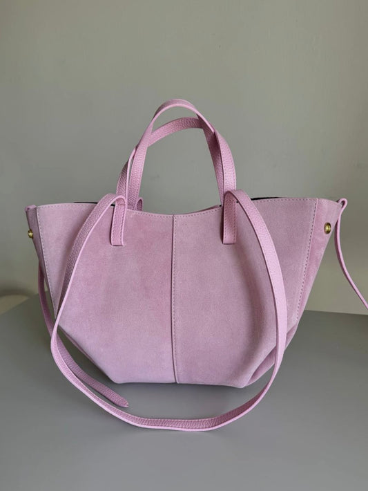 Stylowa torebka shopperka z naturalnego zamszu, Włochy