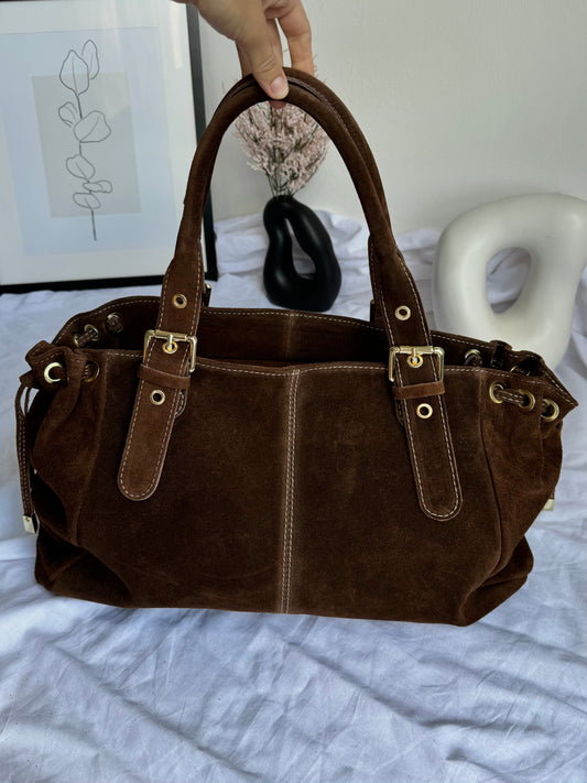 Torebka shopper z naturalnego zamszu, Włochy