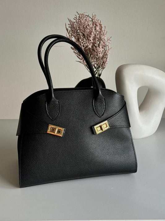 Torebka damska skórzana z kosmetyczką – Vera Pelle, Włochy