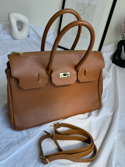 Elegancka torebka shopperka z naturalnej skóry do pracy lub na codzień, Włochy