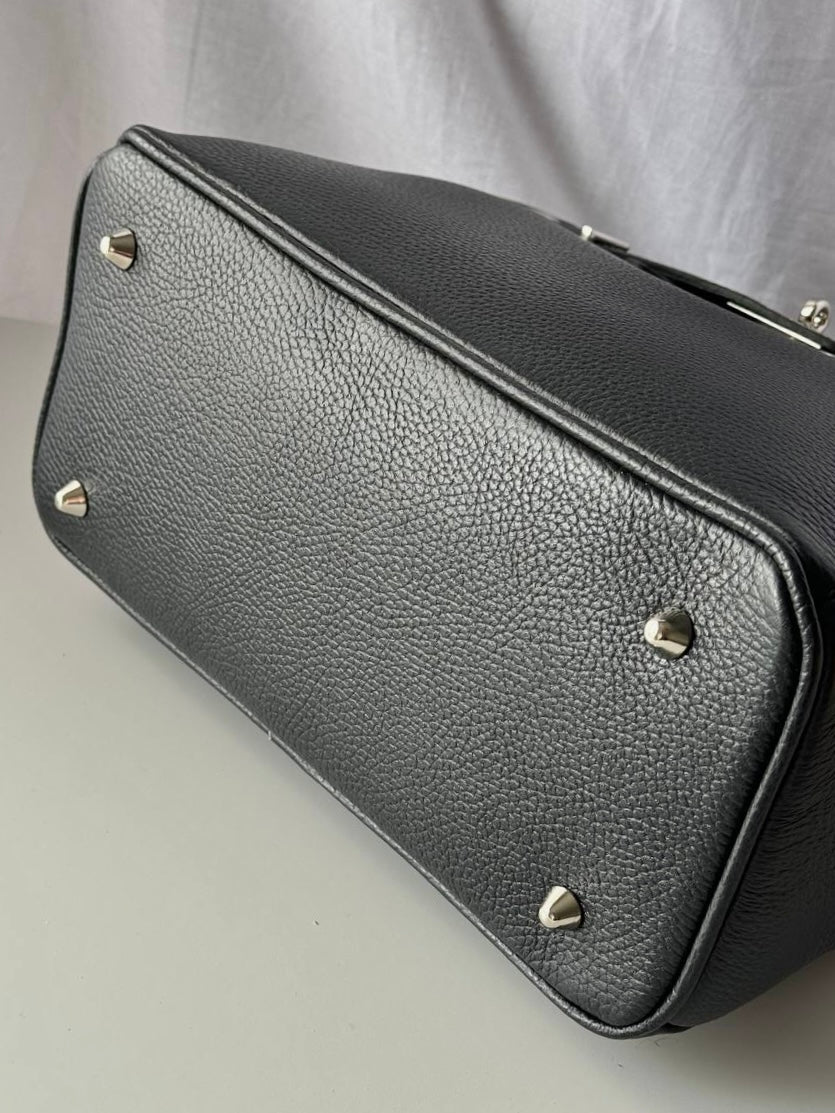 Elegancka czarna shopper torebka z naturalnej skóry, Włochy
