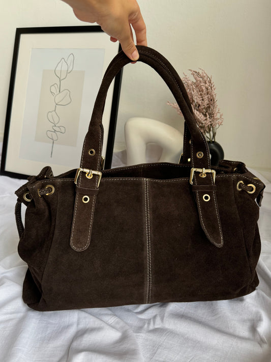 Torebka shopper z naturalnego zamszu, Włochy