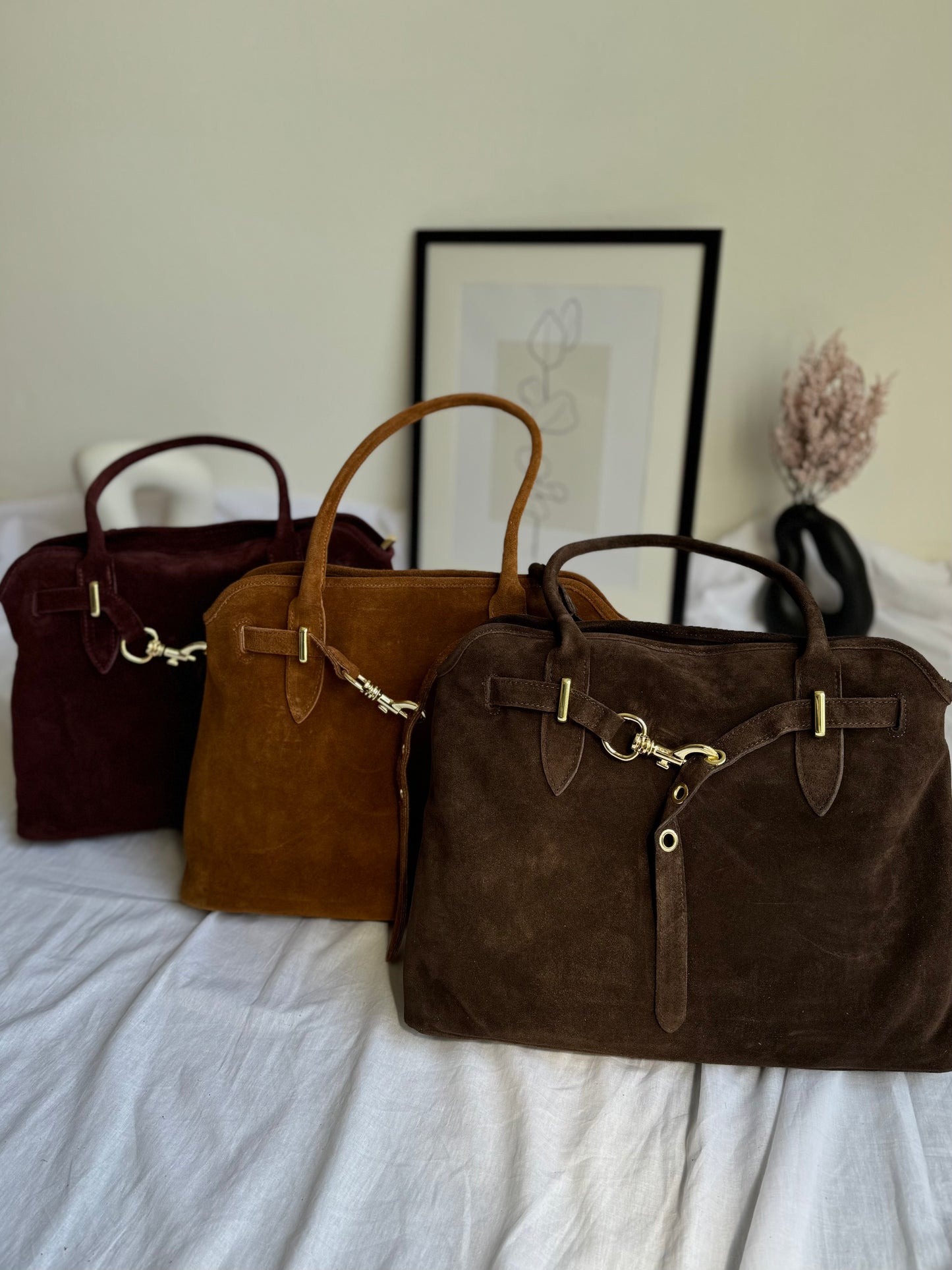 Torebka shopper zamszowa do ręki lub na ramię wykonana we Włoszech