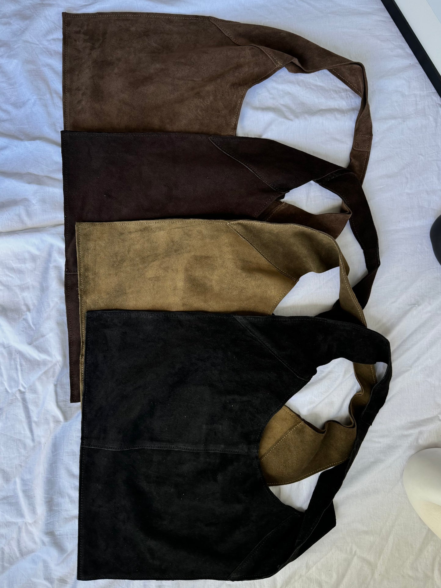 Torebka worek z naturalnego zamszu, made in Italy
