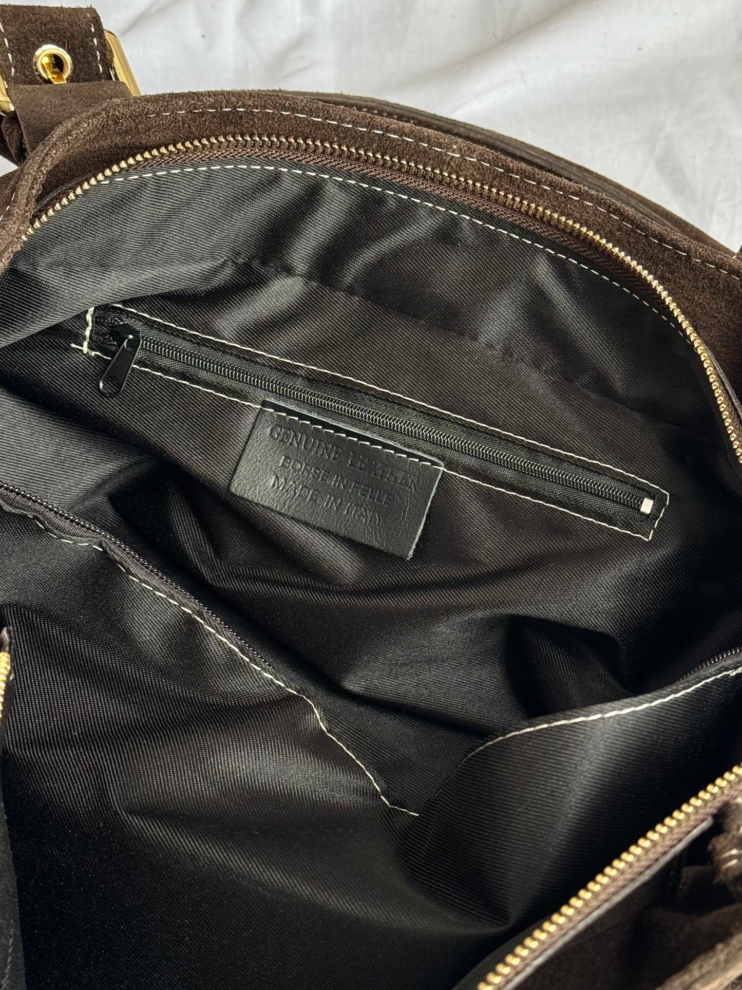 Torebka shopper z naturalnego zamszu, Włochy