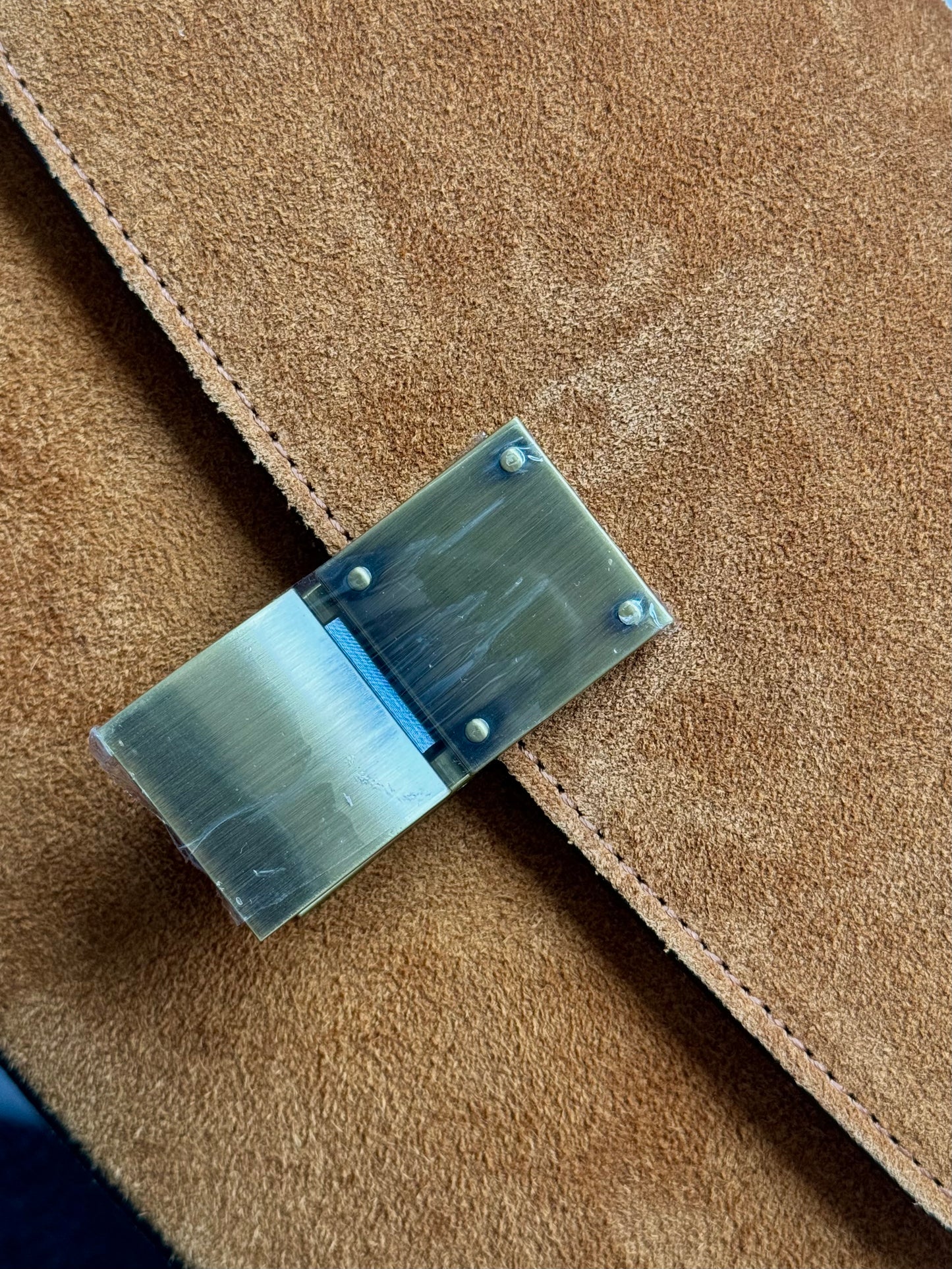 Torebka Crossbody na ramię z naturalnej skóry zamszowej, Włochy