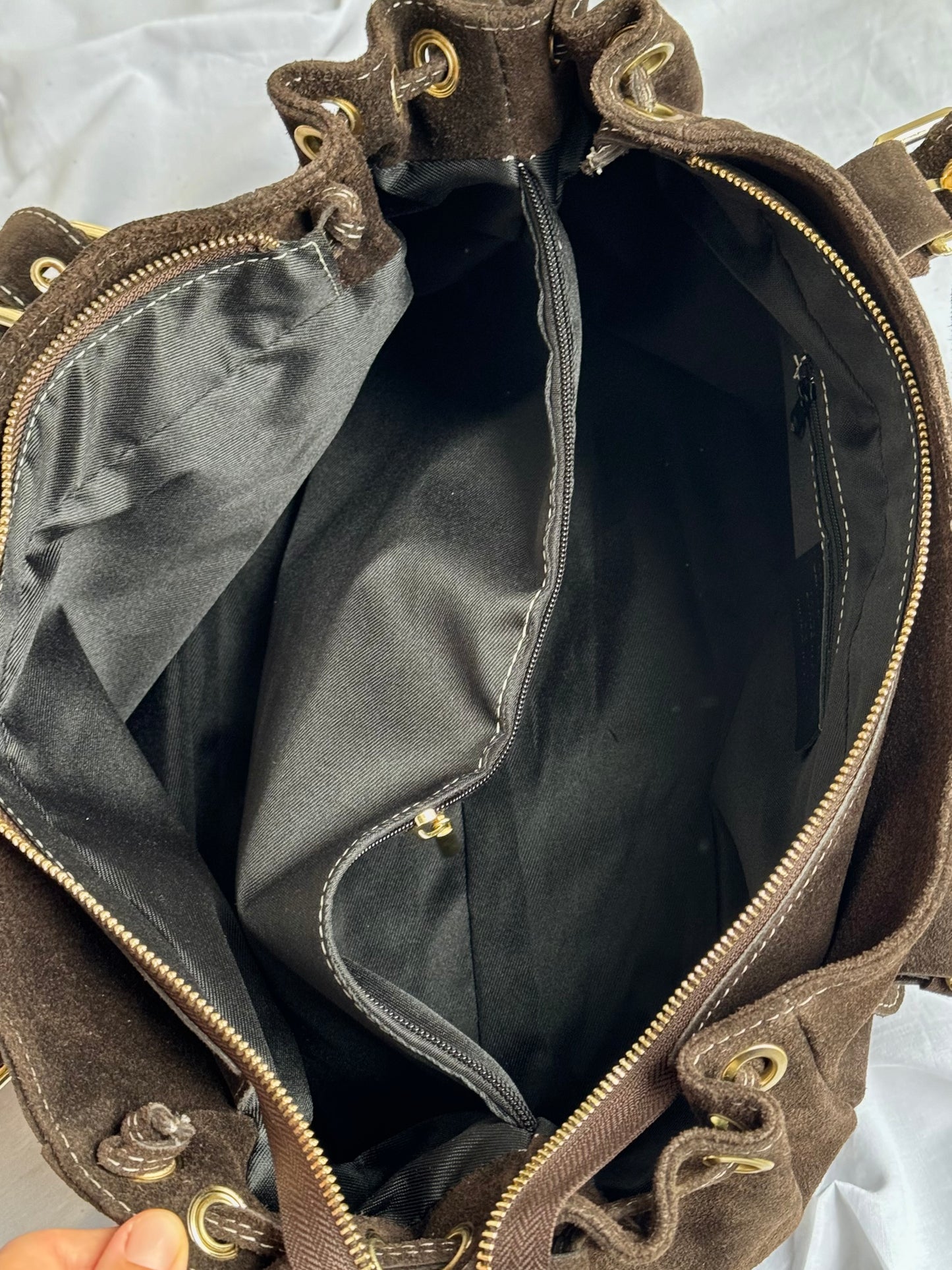 Torebka shopper z naturalnego zamszu, Włochy