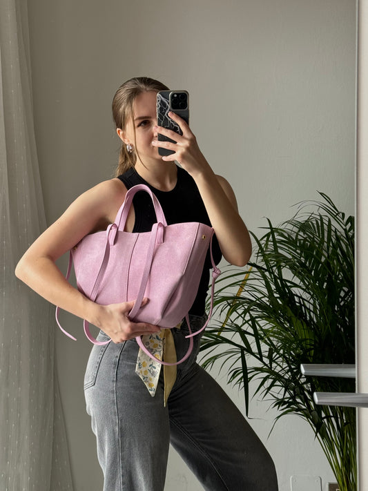 Stylowa torebka shopperka z naturalnego zamszu, Włochy