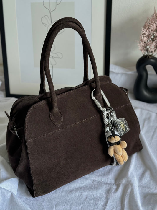 Zamszowa torebka shopper w czekoladowym kolorze, Włochy