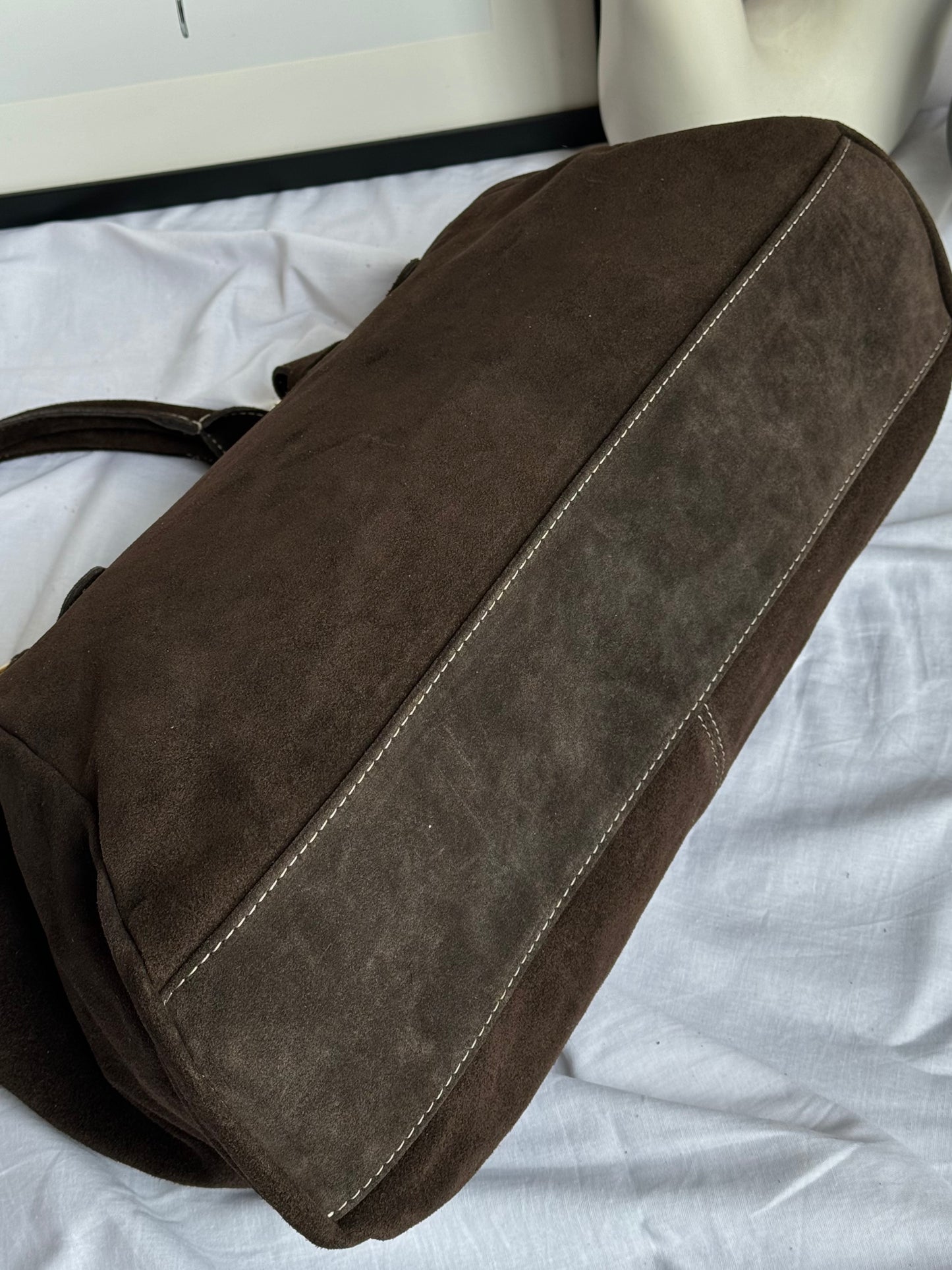 Torebka shopper z naturalnego zamszu, Włochy