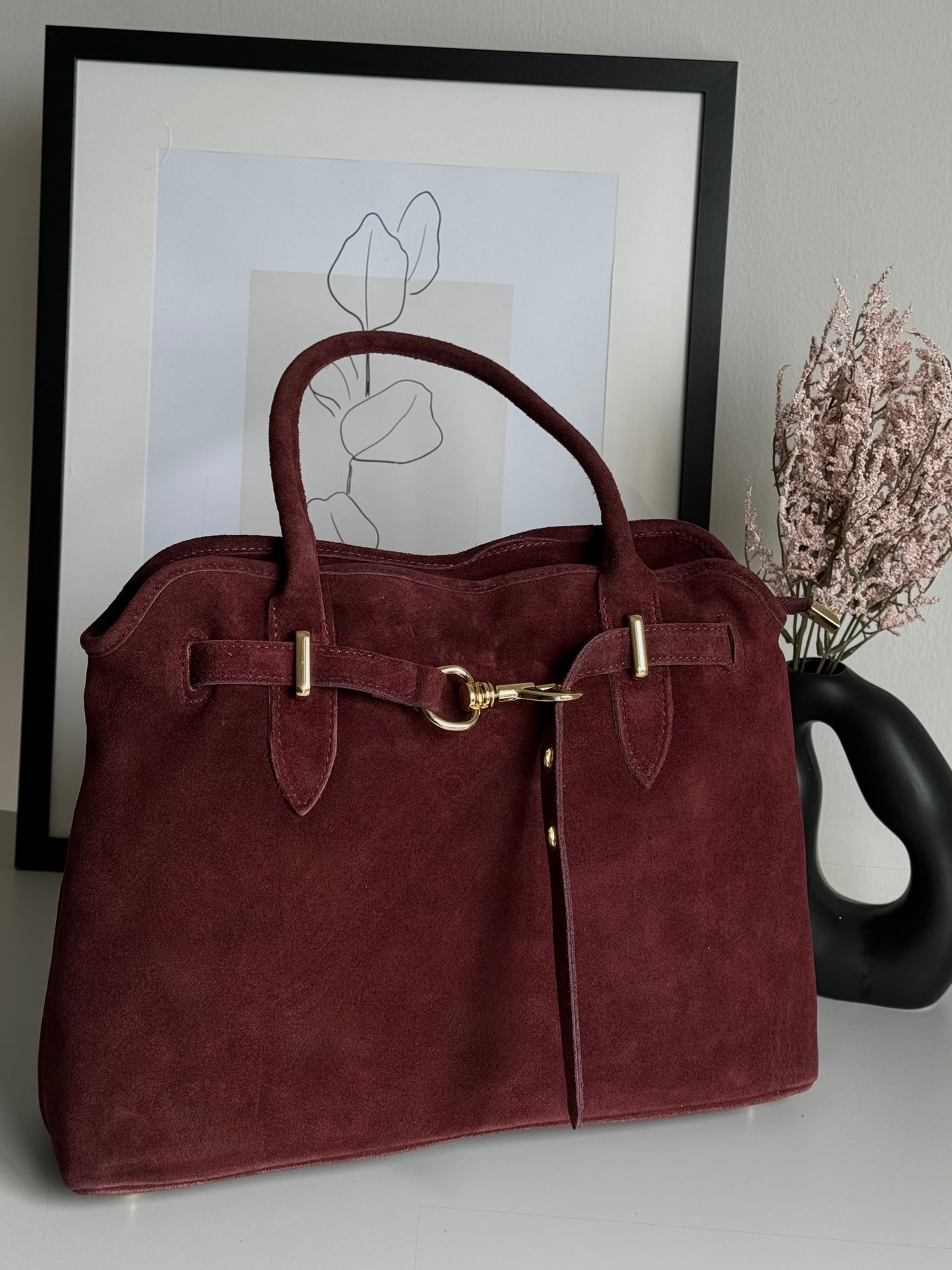 Torebka shopper zamszowa do ręki lub na ramię wykonana we Włoszech