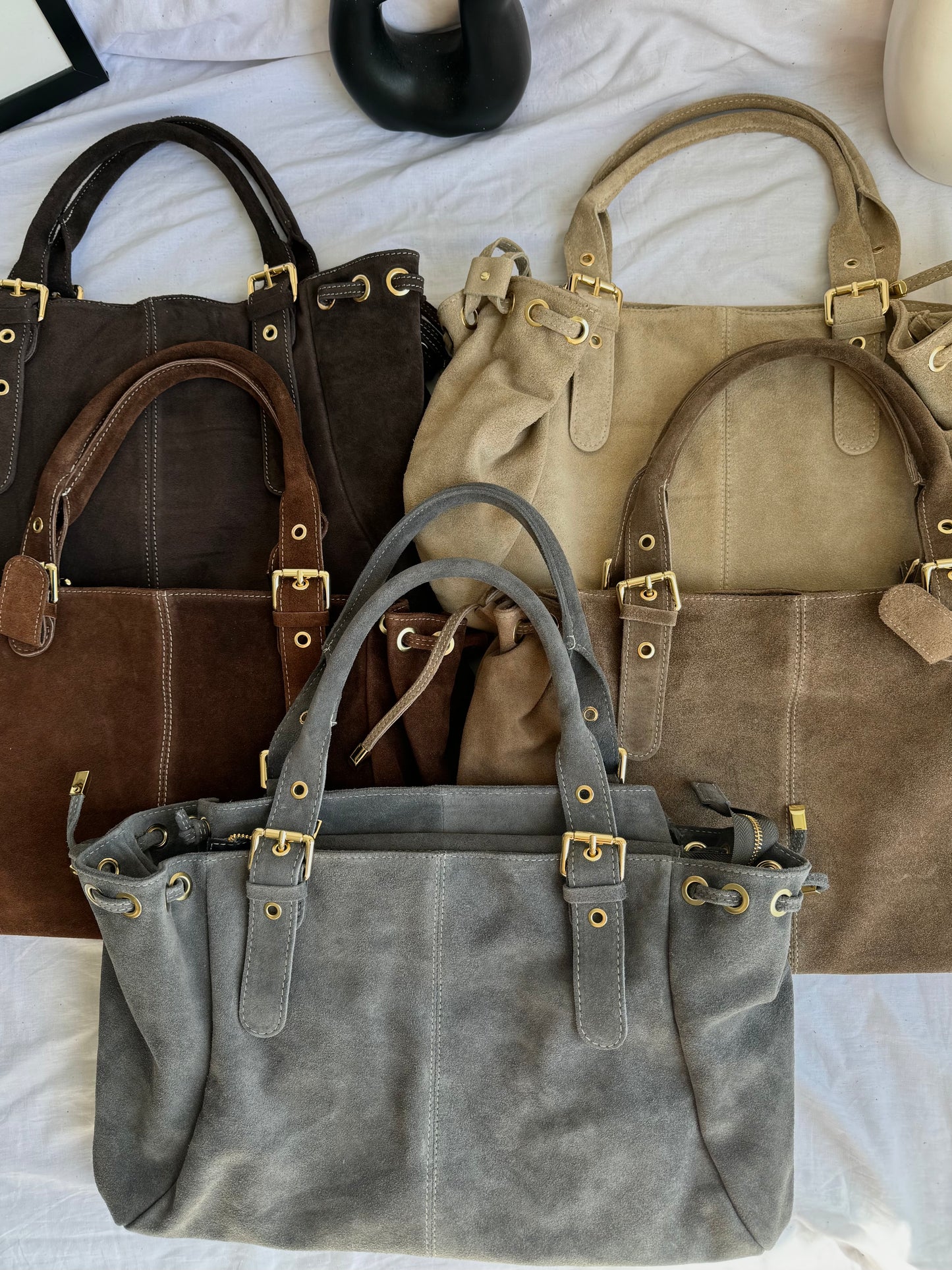 Torebka shopper z naturalnego zamszu, Włochy