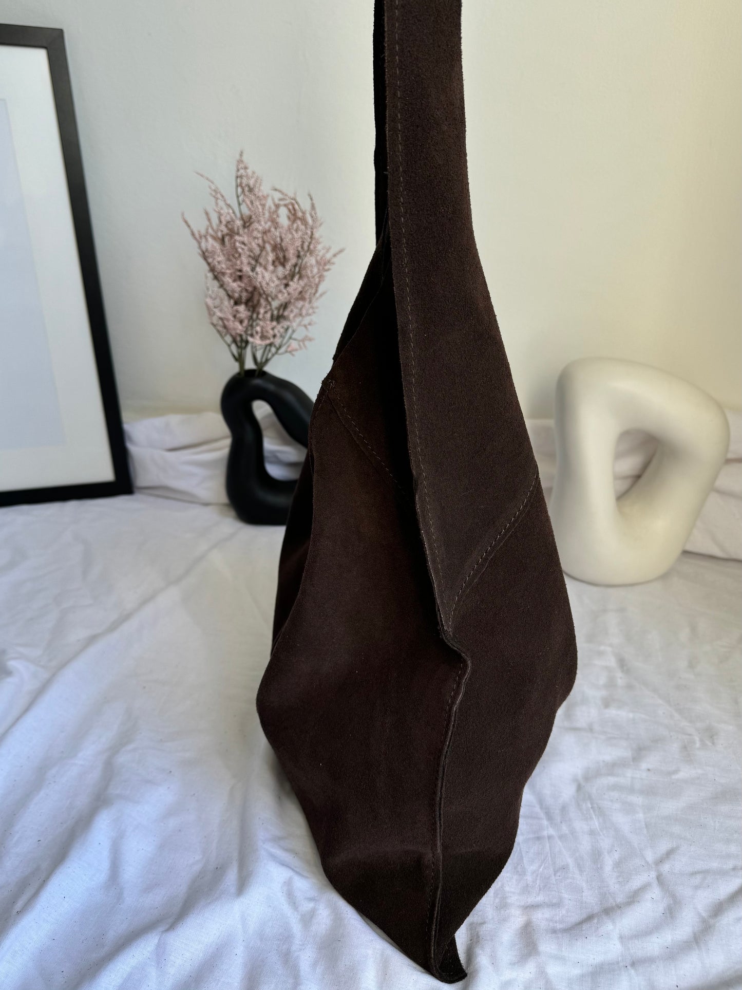 Torebka worek z naturalnego zamszu, made in Italy