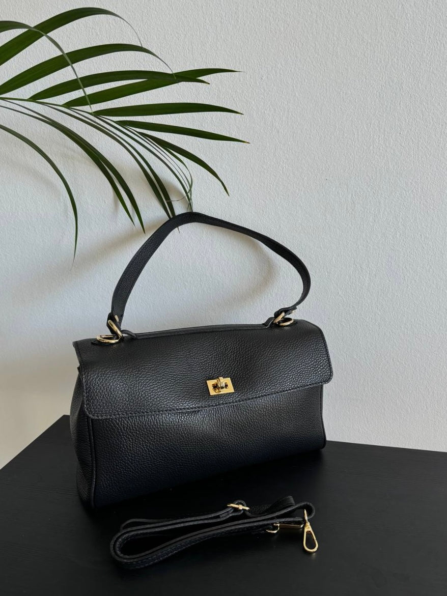Klasyczna włoska torebka ze skóry – beżowa Satchel torba Shopper
