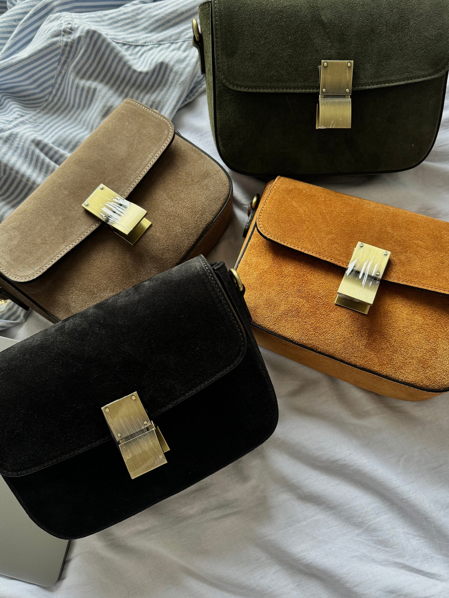 Torebka Crossbody na ramię z naturalnej skóry zamszowej, Włochy